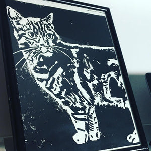 Love Distressed, Cat Linoprint