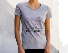 Load image into Gallery viewer, ei8htycats, soft stretch slim ladies v-neck t-shirt