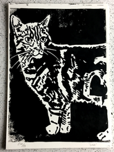 Load image into Gallery viewer, Love Distressed, Cat Linoprint